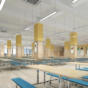 现代企业员工食堂3D模型下载